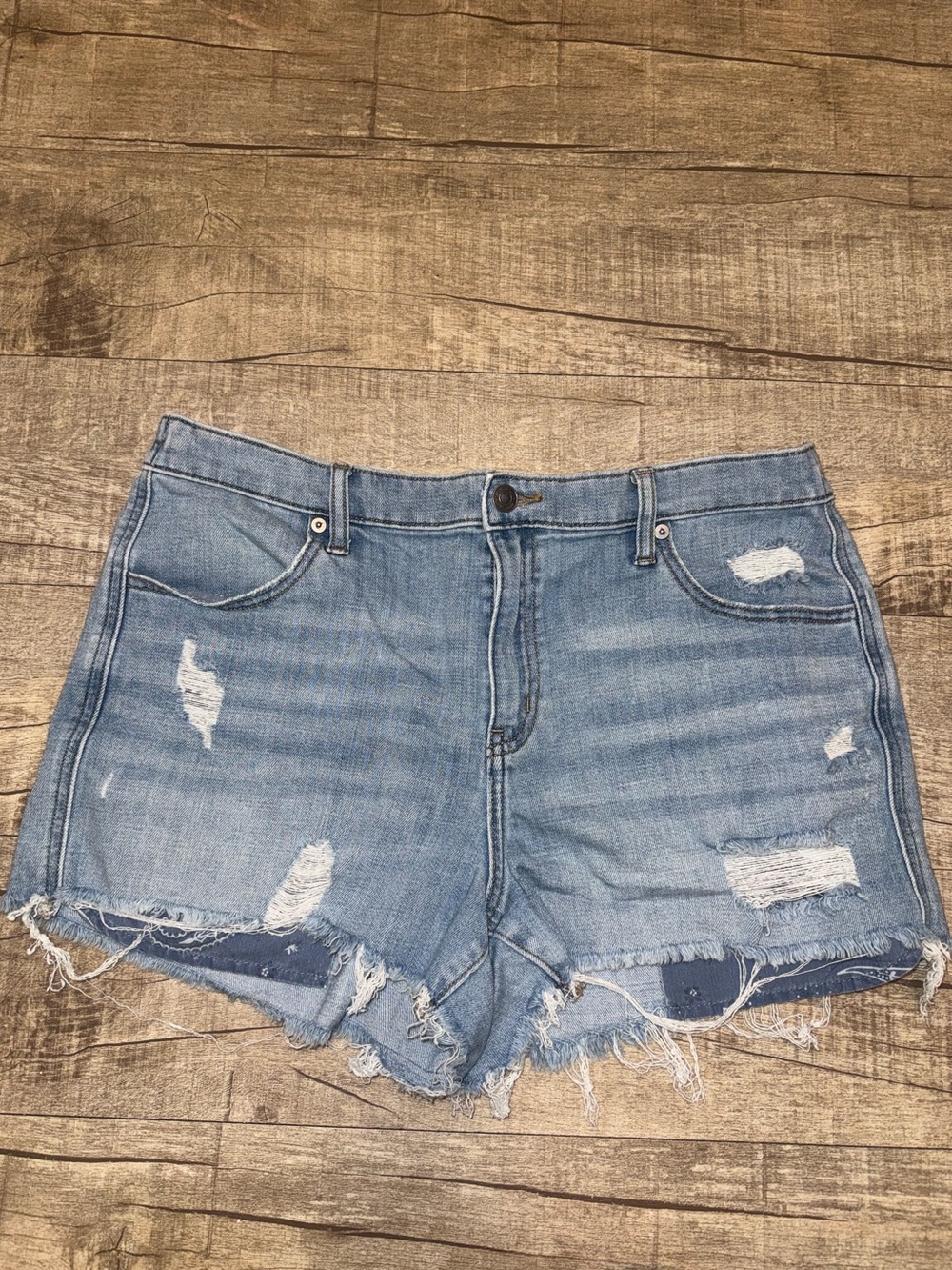 Aerie Light Blue Distressed Denim Shorts